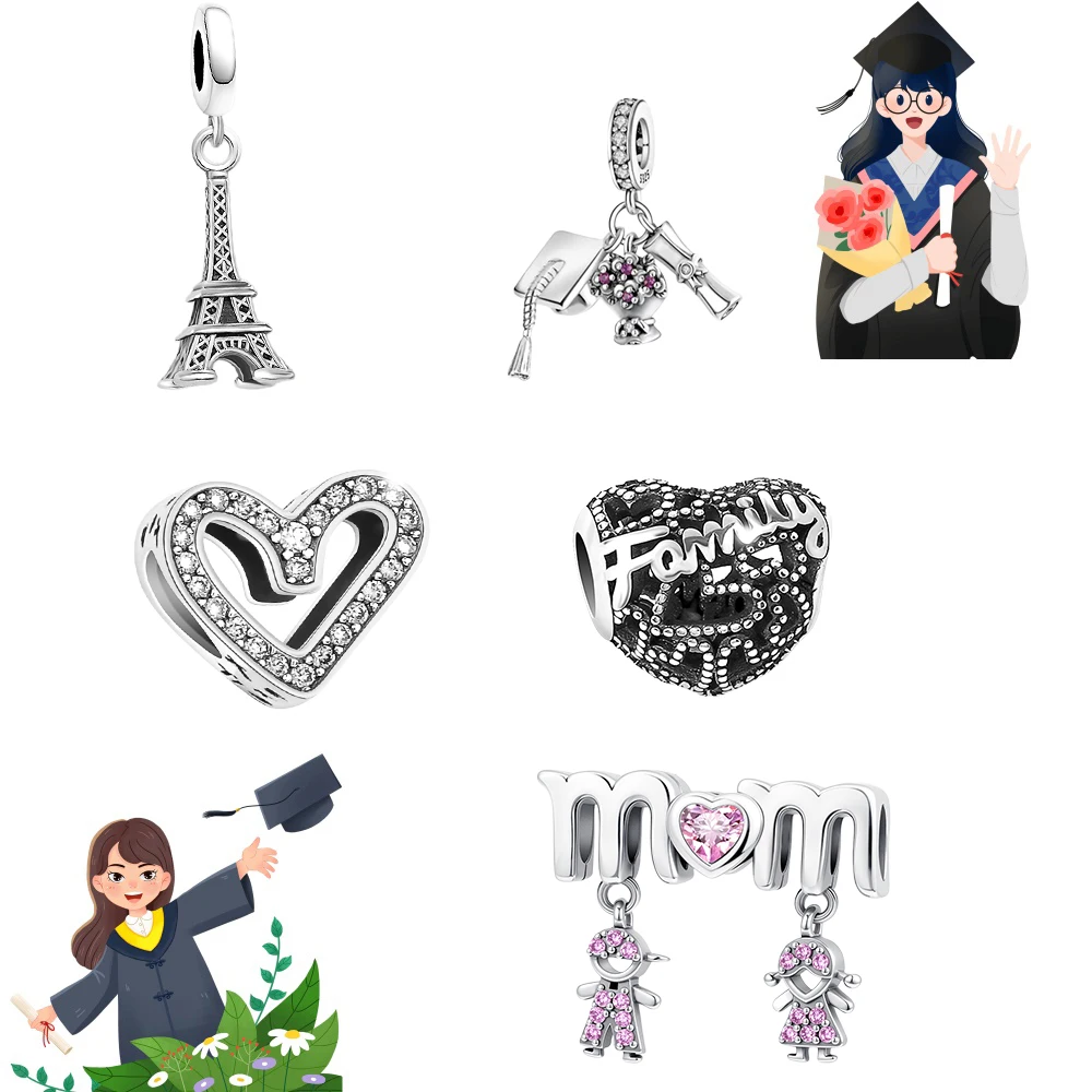 Nouveauté 2026 : Perles breloques « Maman et fille, je t'aime » Fatima, compatibles avec les bracelets originaux en argent sterling 925 pour femme, cadeau de bijoux DIY