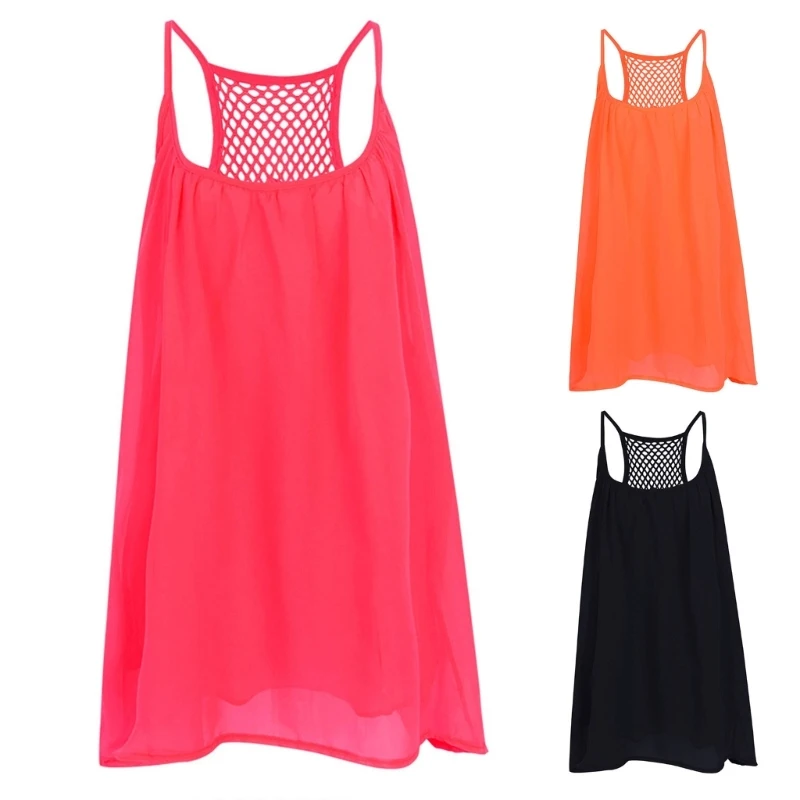 Women's Summer O Neck Sleeveless Short Mini Dress Loose Tank Top Dress Short Beach Dress Sundress Spaghetti Straps Dress