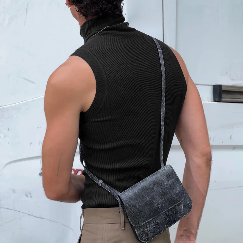 Summer New Solid Color Fashion Sleeveless Bottoming Shirt Men's Sexy Tight Vest