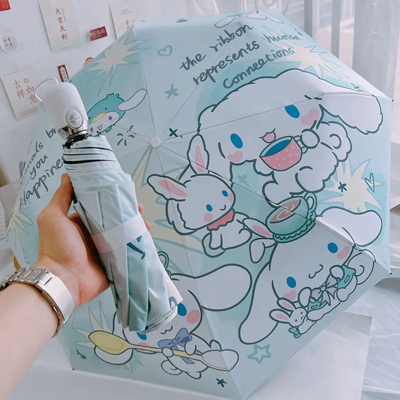 

Sanrio Kawaii Anime Cinnamoroll Folding Automatic Sun Umbrella Cute Cartoon Fashion Ins Sunscreen Rain Umbrella Gifts for Girls