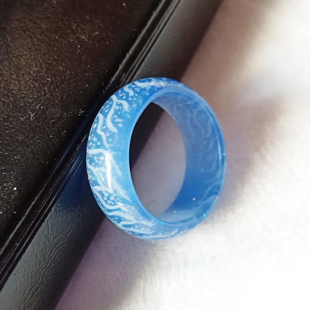 Sky Blue Ring Dark Luminous Flower Eye-catching Unique Style - view 5