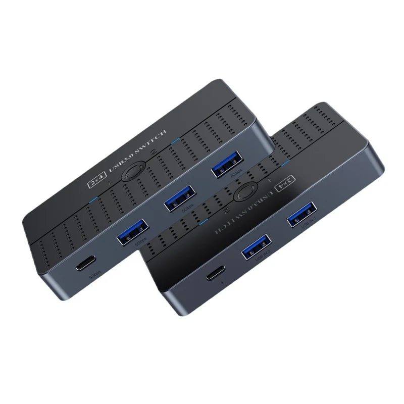 AEE7-USB3.0 Computer Sharing Switch Box 2 In 4 Out KVM 2X4 USB 3.0 Switcher Selector für Tastatur Maus Drucker Monitor PC