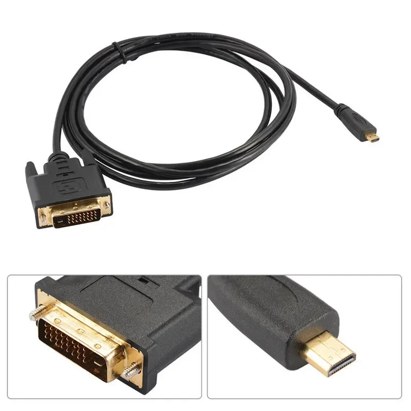 1M/1.8M Micro HDTV HDMI MicroHDMI HD To DVI DVI-D 24+1Pin Adapter Cables 3D 1080p For LCD DVD HDTV XBOX PS3 Monitor TV