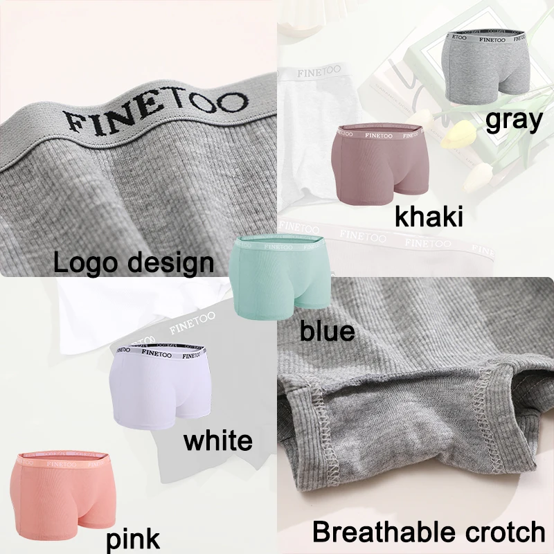 FINETOO 1Pcs Women Cotton Underwear Sexy Logo Edge Ladies Panties Middle Waist 6 Solid Color Female Underpants Briefs Intimates