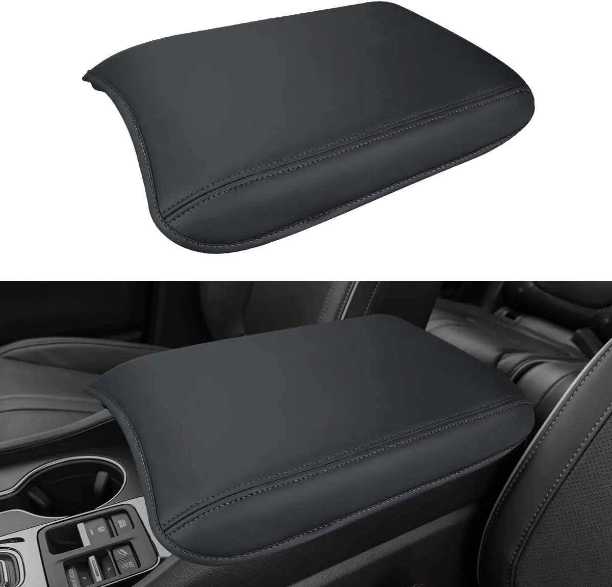 For Honda Pilot 2023 2024 2025 Center Console Armrest Box Cover Black Leather Stitching Car Interior High Quality Accessories