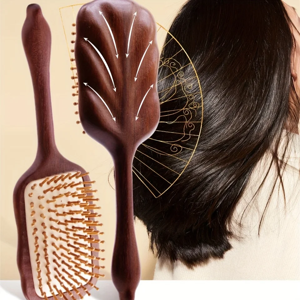 1pc Seal Comb, Wooden Hairdressing Comb, Air Cushion Comb, Scalp Massage Hair Comb For All Hair Types