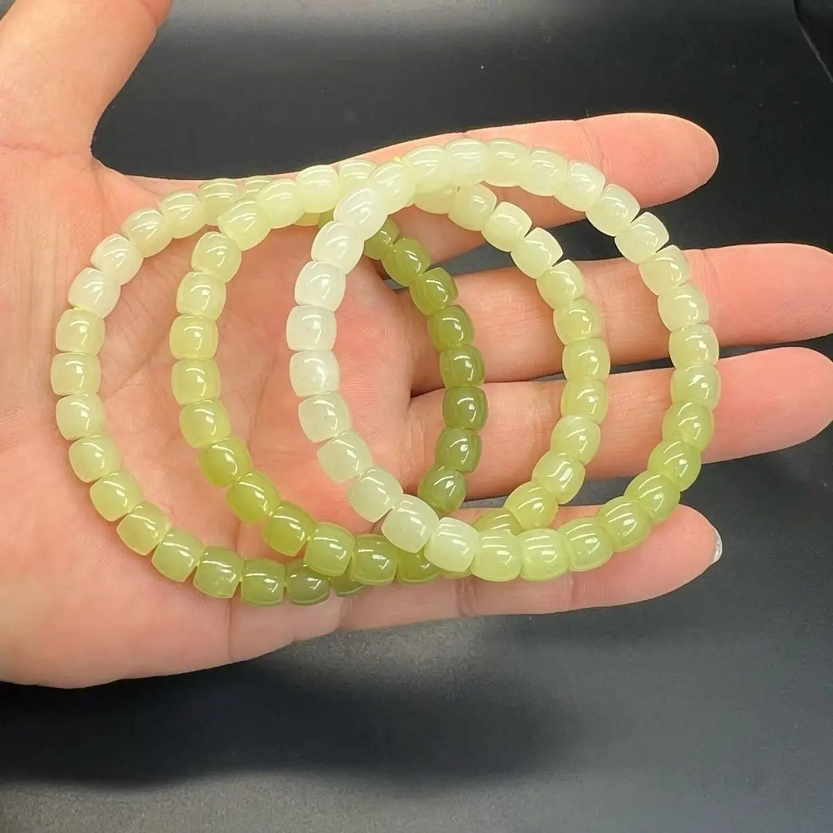 

2026 Gradient Imitation Jade Beaded Bracelet For Women Men Daily Wear Party Gift Straight Cut Barrel Beads Chinese Style Fashion