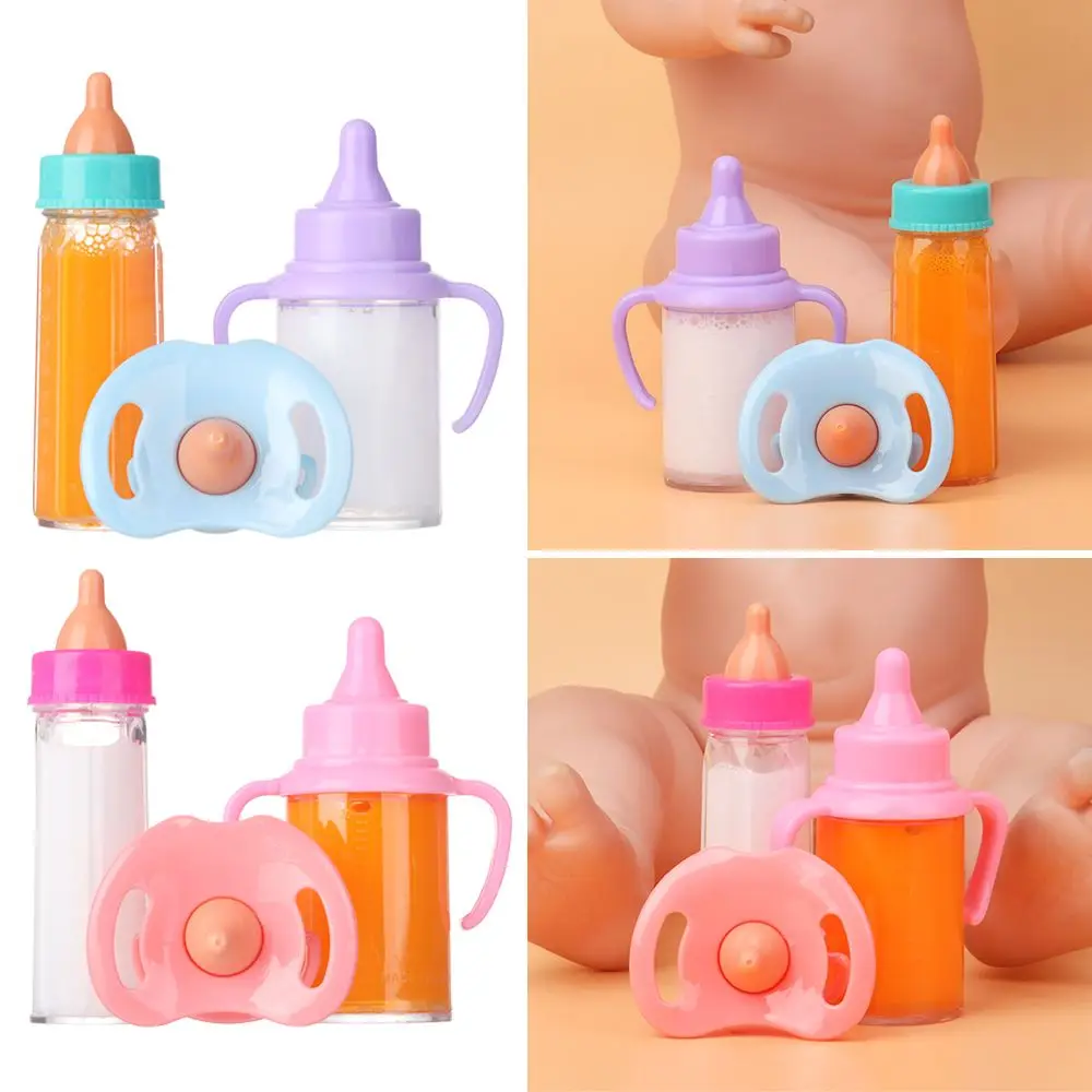 18inch Doll fit Newborn Dolls Accessories Juice Bottles with Pacifier Bibs Magic Milk Bottles Plastic Nipple Bottle