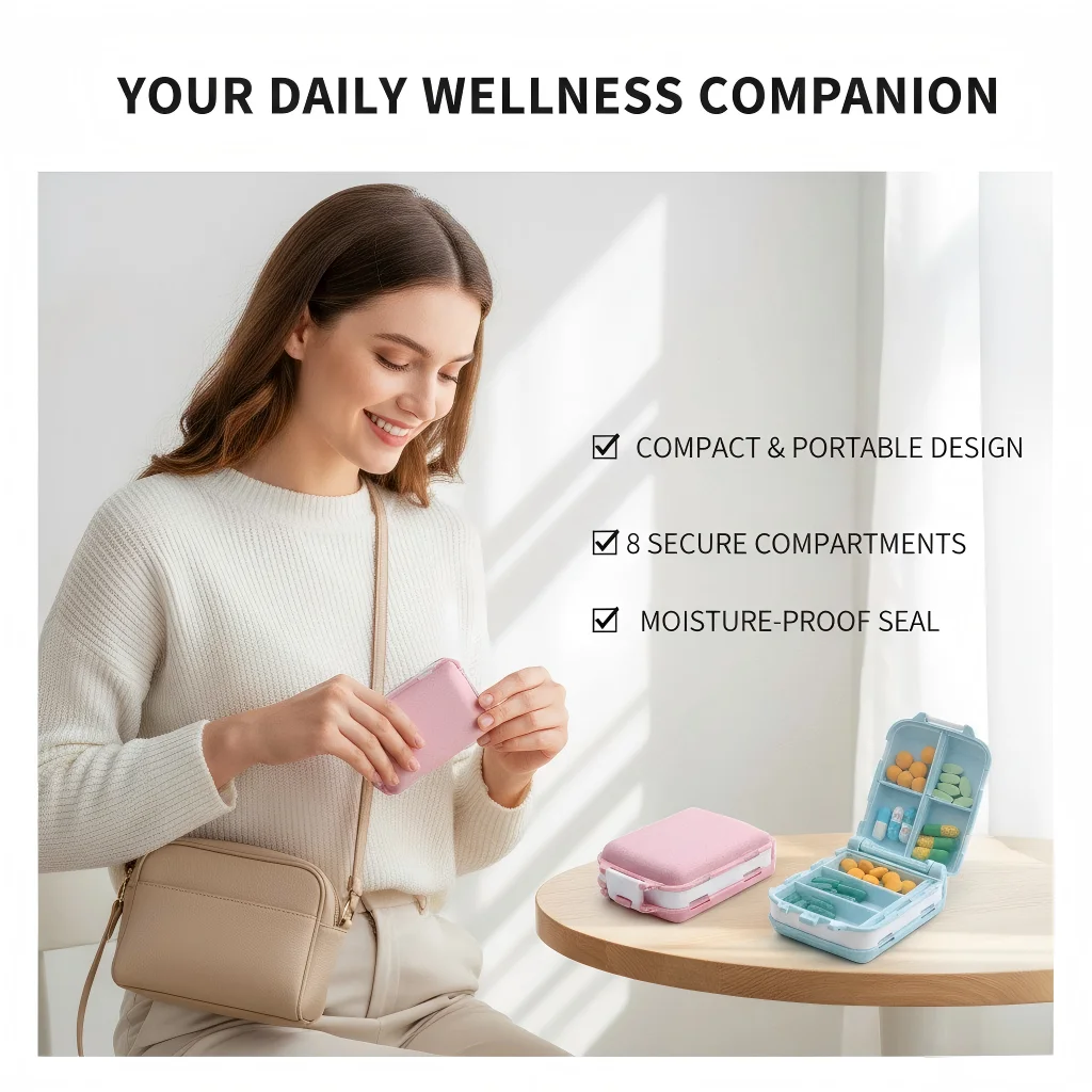 1PC Weekly Pill Box 8 Grids Medicine Organizer Tablet Storage Box Travel Pill Case Drug Dispenser Container Health Care Portable