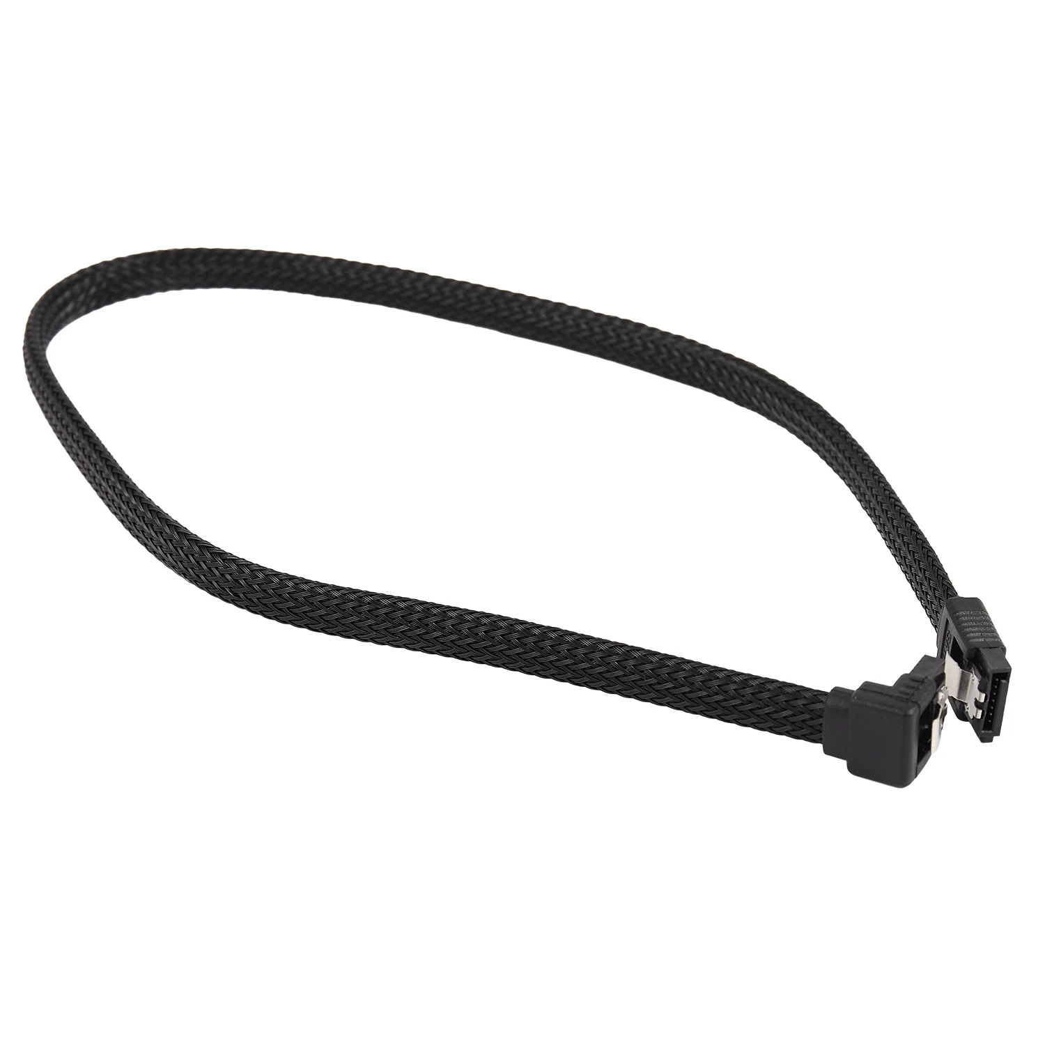 Cable de datos SATA 3,0 III SATA3 de 7 pines, 50CM, ángulo recto, 6 Gb/s, SSD, funda de nailon HDD con Cable de datos (negro)