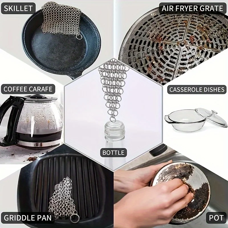 1pc 316 Stainless Steel Wire Ball Pot Brushing Net, Kitchen Cleaning And Decontamination New Creative Non-shedding Pot Brush For