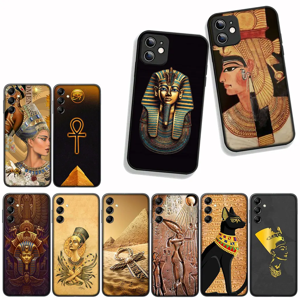 Чехол для Samsung Galaxy S25 S23 S22 S24 FE Ultra S10 Plus A05 A06 A15 A16 A26 A35 S10E Чехол Египет Нефертити Анубис Анк Арт