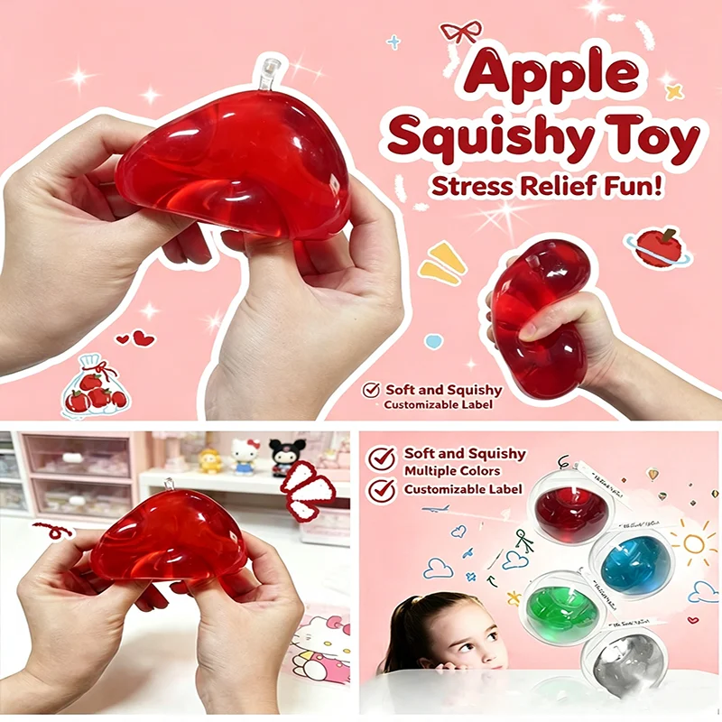 Transparent Jelly Maltose Apple Squishy Slow Rising Toy Cute Squeeze Stress Relief Fidget Decompression Toy