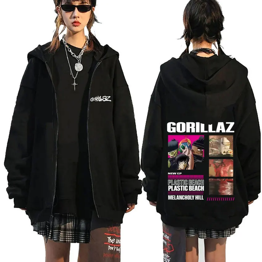 

Hot Sale Rock Band Gorillaz The Mountain Album Tour 2026 Zipper Hoodie Men Women Retro Casual Oversized Zip Up Jacket Streetwear