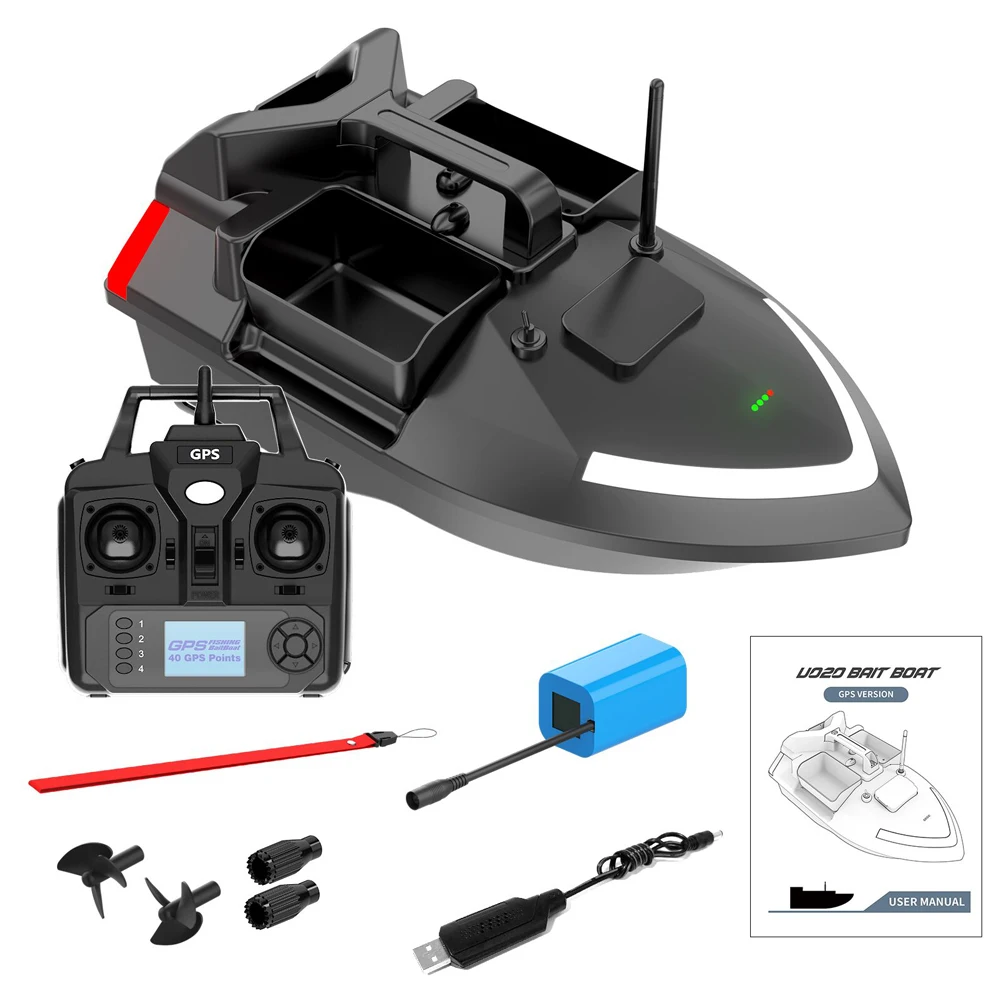 Festnjght GPS Esca da pesca Barca 500m Bait con telecomando Barca Doppio motore Fish Finder Alimentatore da pesca automatico 40 punti di alimentazione