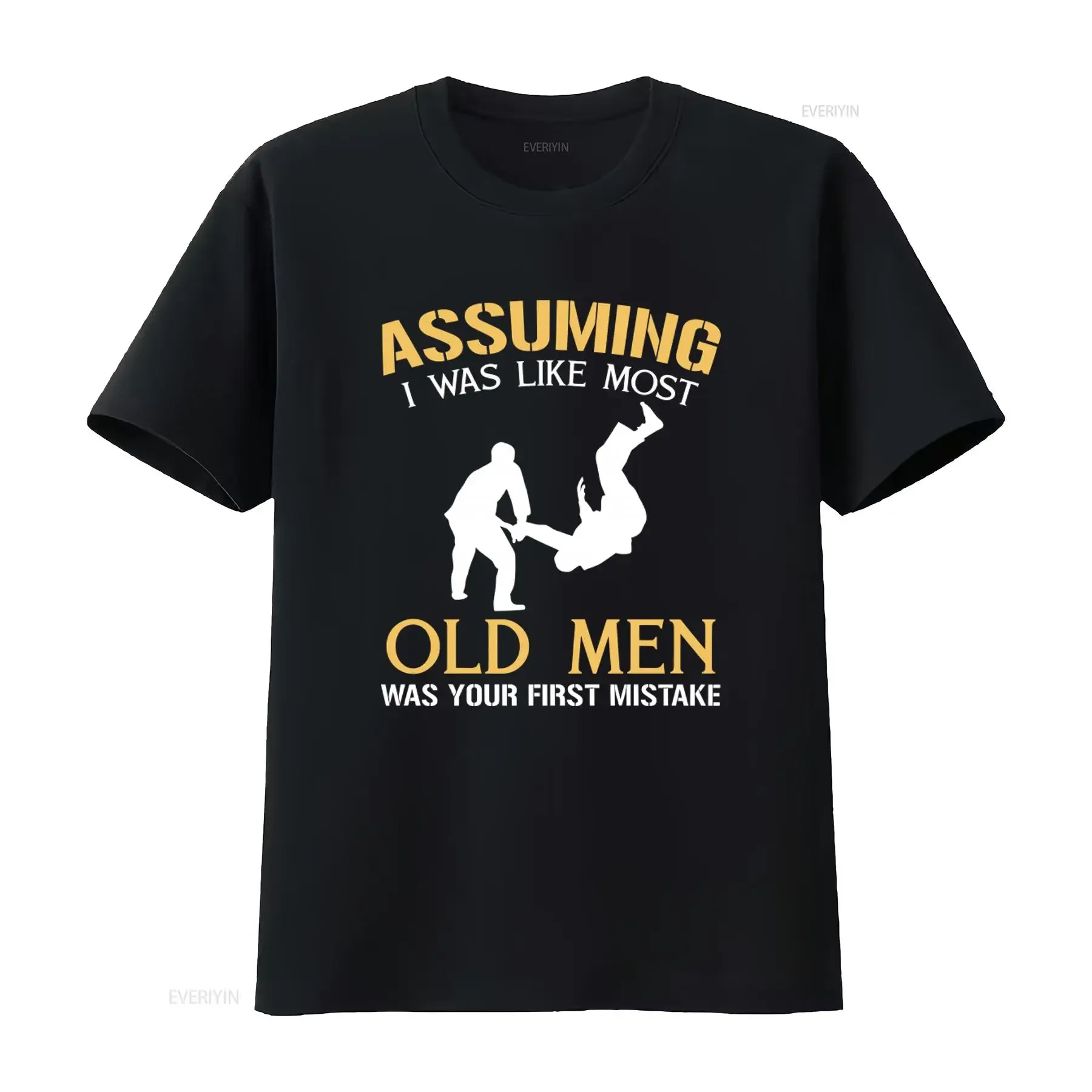 Camiseta de artes marciales Hapkido con diseño 'Suponiendo que soy como la mayoría de los ancianos, tu primer error', hecha en EE. UU., tallas S 5XL vintage