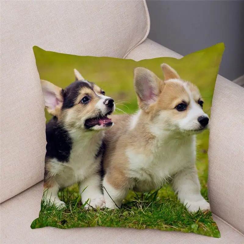 Cute Welsh Corgi Pembroke dog pillowcase cushion cover decorative  45x45cm