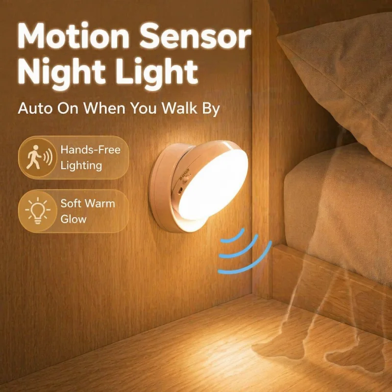 Motion Sensor Light LED Night Light USB Charging Intelligent Human Induction for Bedside Cabinet Home Wardrobe Lighting Lamp