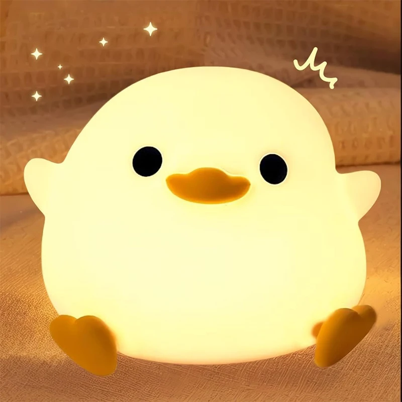 

DoDo Duck Night Light, Cute Duck Lamp, Rechargeable Dimmable Nightlight, Silicone LED Bedside Lamp Nursery Touch-Sensitive