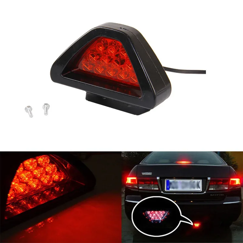 12  LED Motorcycle Car Motorbike Red Brake Light Flash Strobe Emergency Warning Universal F1 Style DRL LED Rear Tail Stop