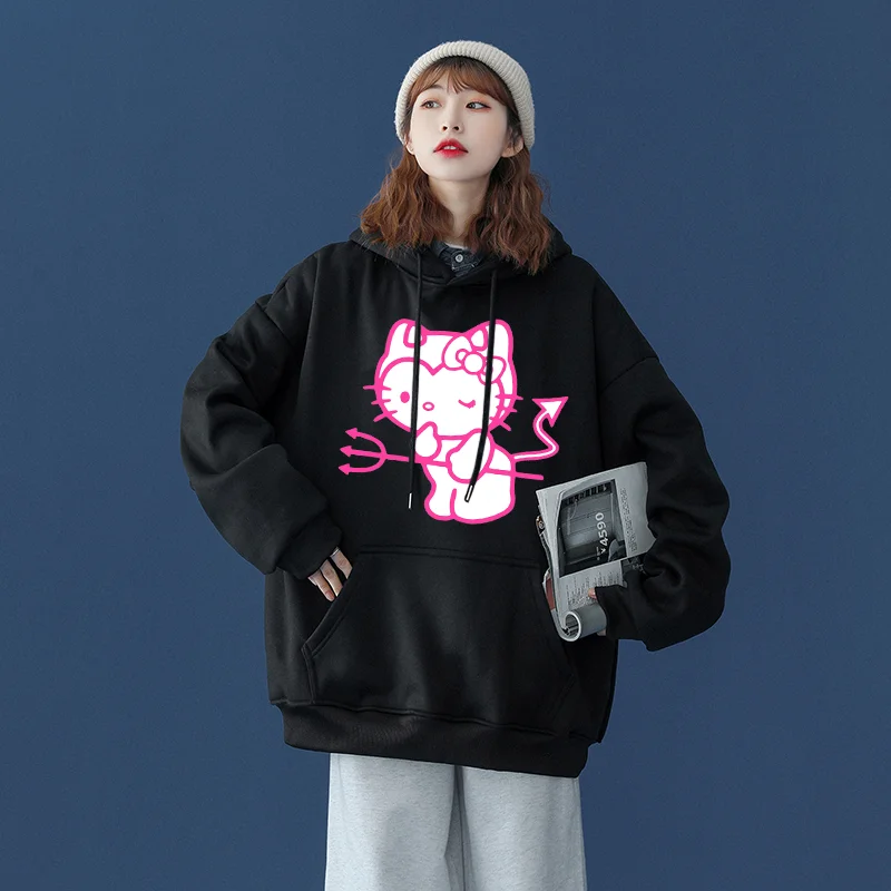 Kawaii Hello Kitty casual cute print unisex hoodie spring and autumn Sanrio cartoon casual sports street print hoodie