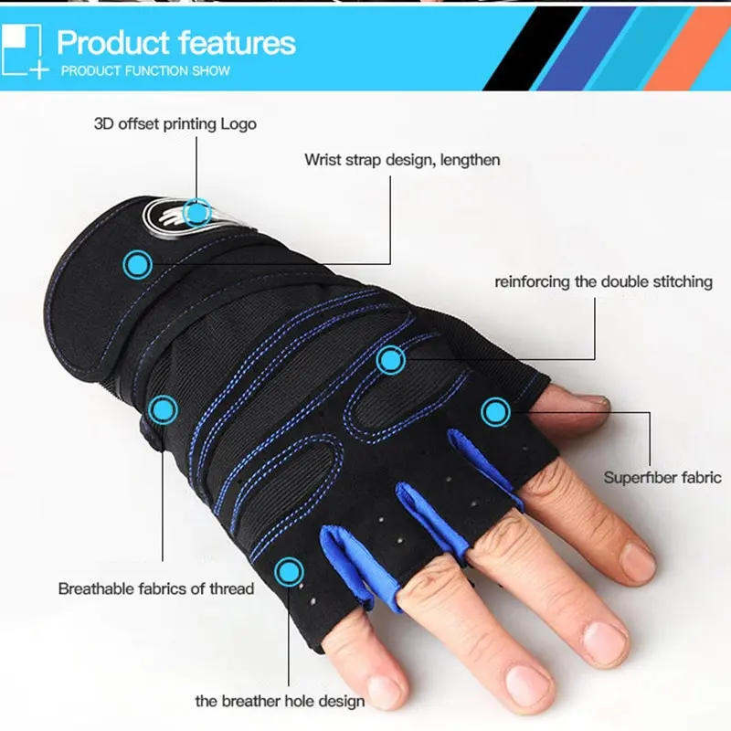 Gym Gloves Fitness Weight Lifting Gloves Body Building Training Sports Exercise Cycling Sport Workout Glove for Men Women M/L/XL