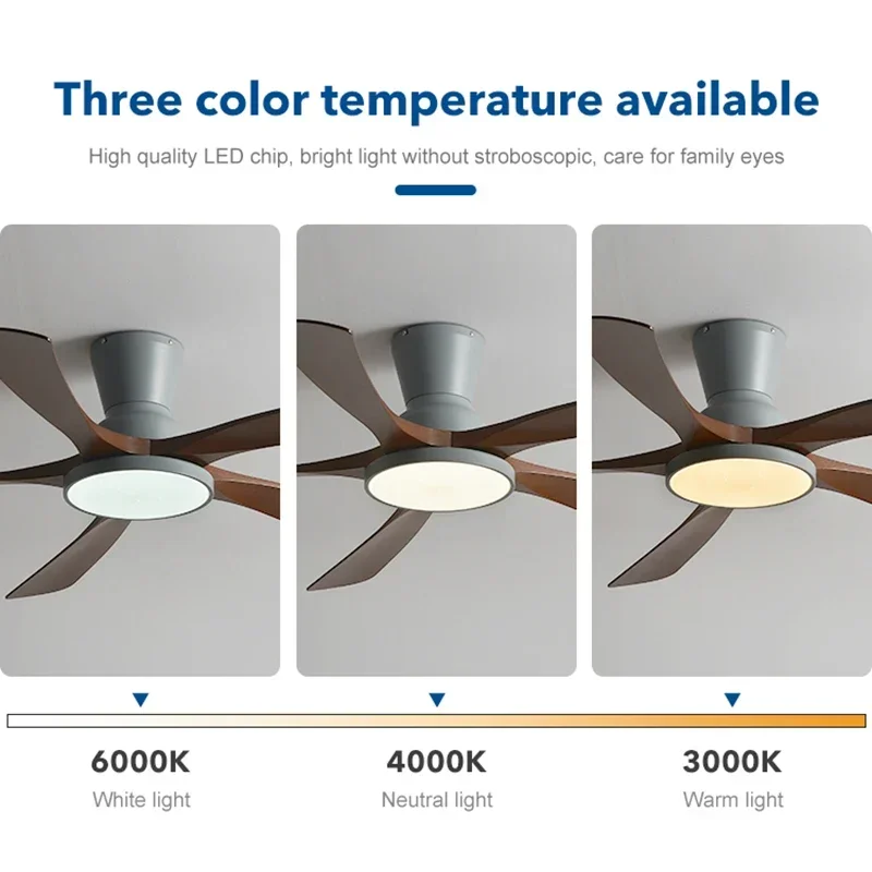 50/60 Inch Low Floor Ceiling Fan Light 5 Blade DC Motor electric fan with Remote Control Restaurant The bedroom 110V 220V