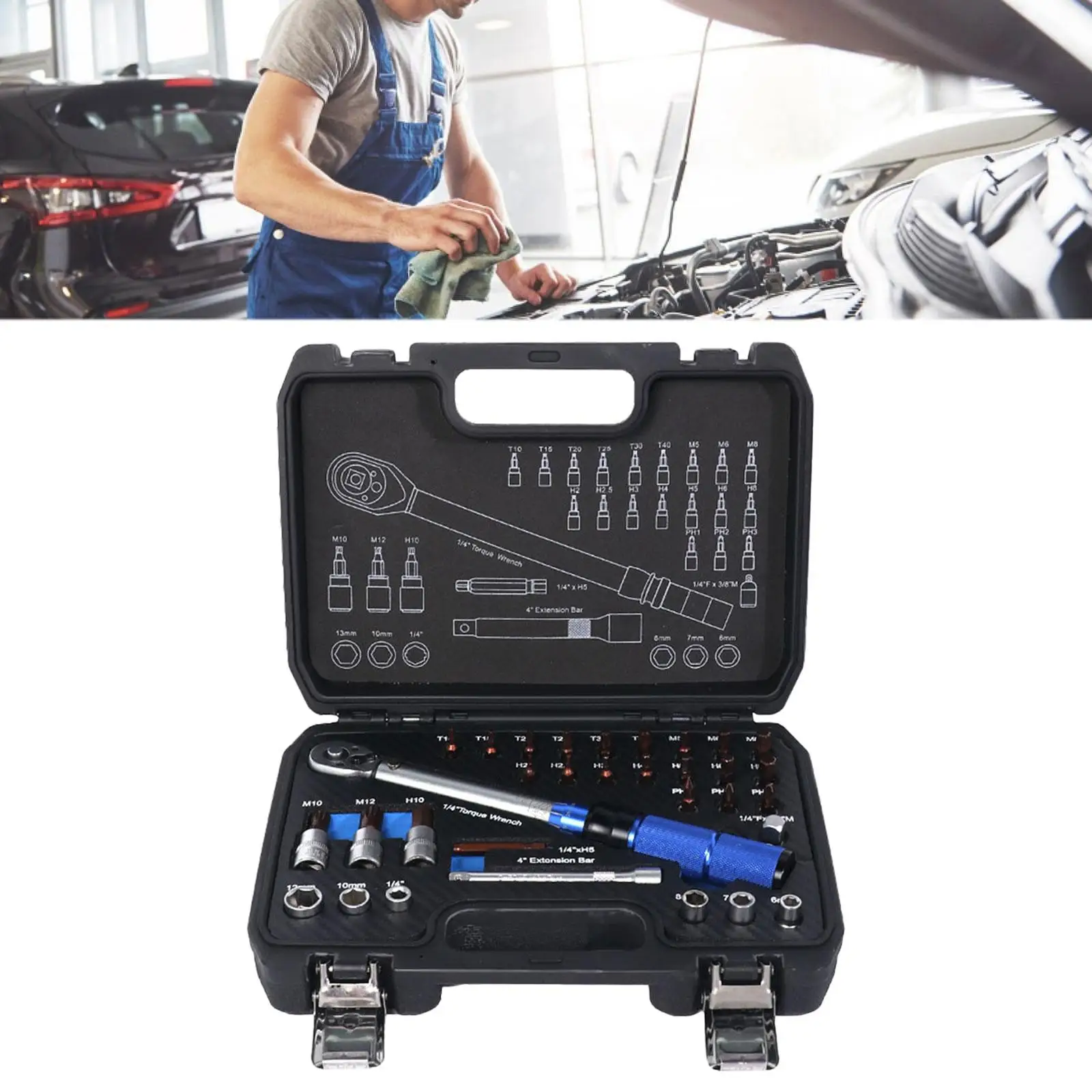 

32 Pieces Ratchet Wrench Set Hand Spanner Professional Multifunctional Bicycle Repair Tool 1/4inch for Automobile Bike Repair