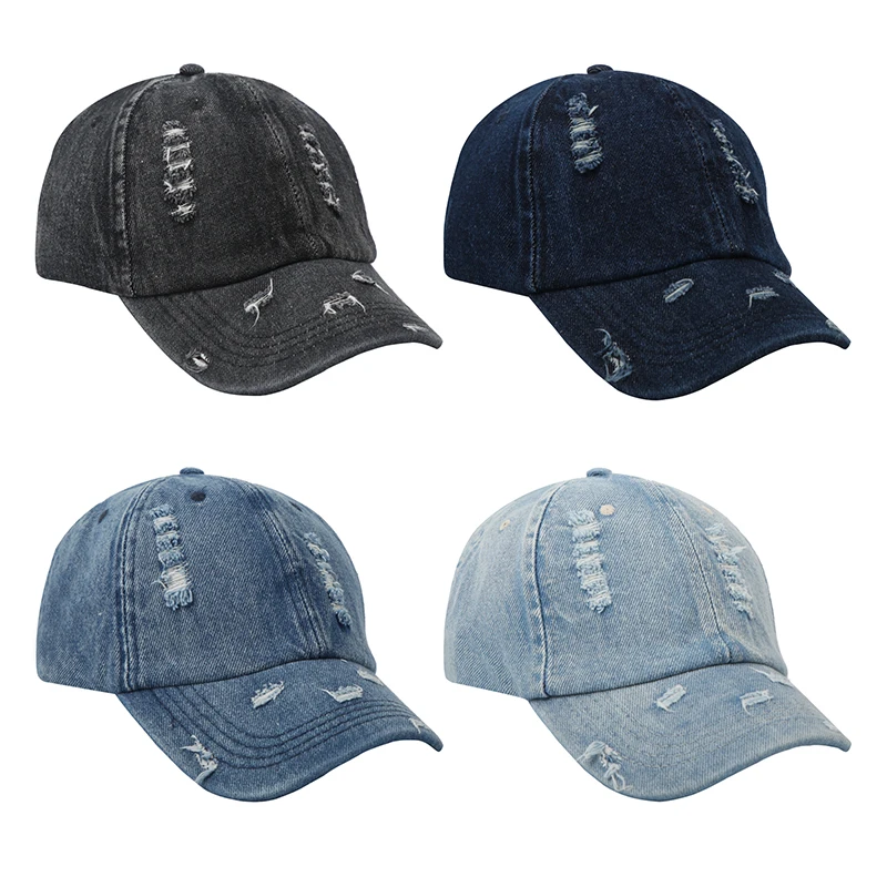 Autumn Winter Solid adjustable denim sports hat Women baseball cap Men vintage cotton baseball cap Trucker hats gorros 2