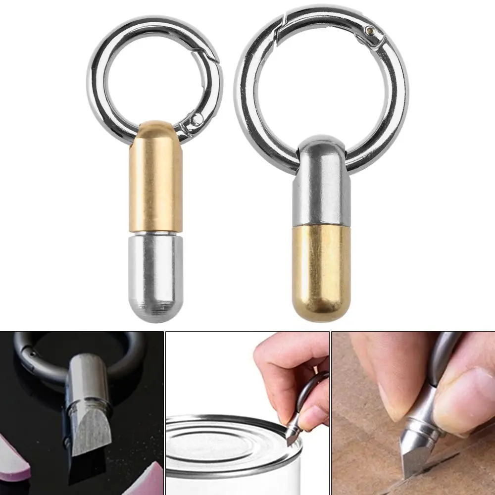 Portable Stainless Steel With Carabiner Buckles Cutting Tool Tinying Mini Tools Capsule Knife Key Ring Pendant