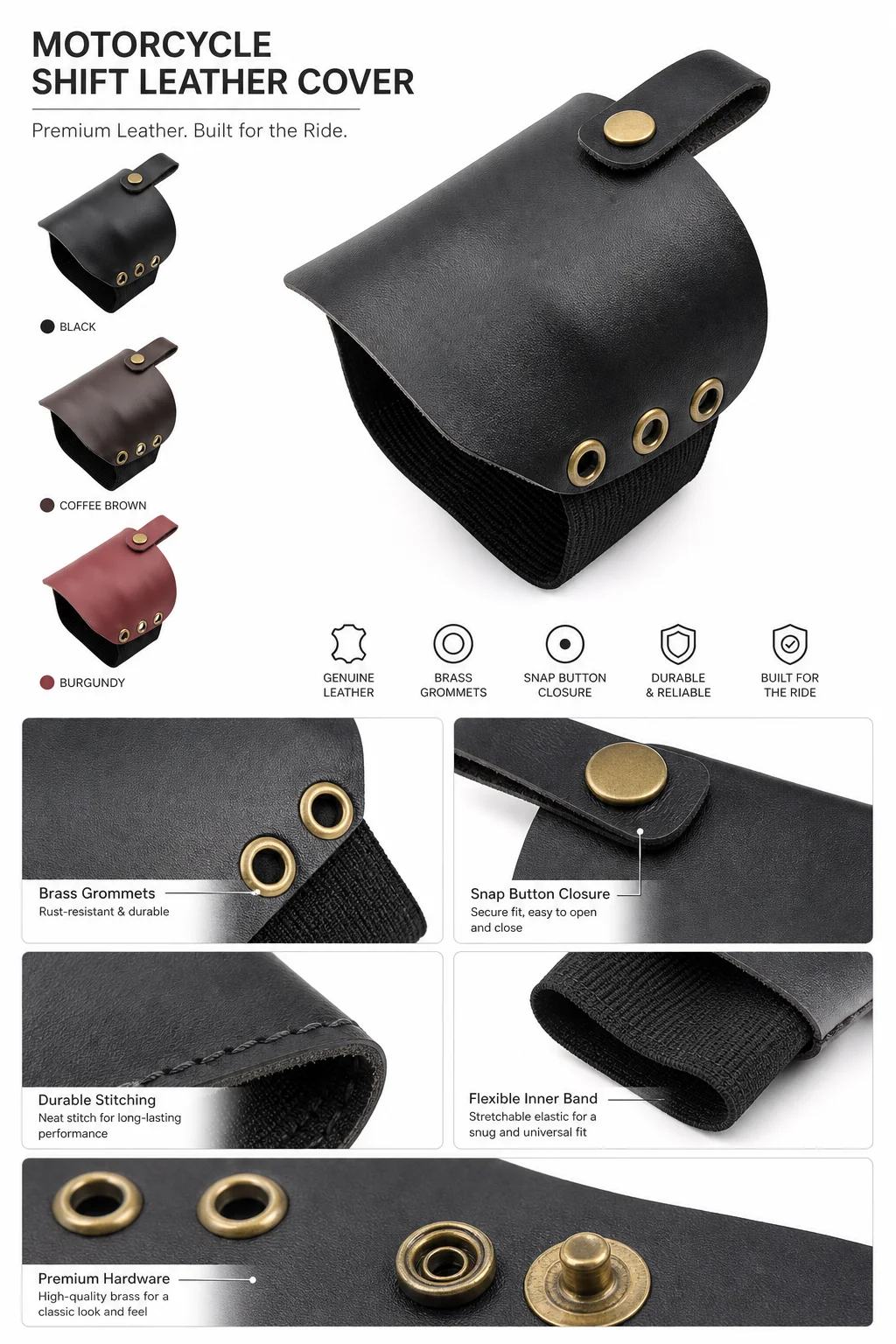 Picture 6: Motorcycle Gear Shift Shoe Protector, Faux Leather Shift Lever Cover, Anti-Scratch Boot Guard Pad For Motorbike Riding Accessori