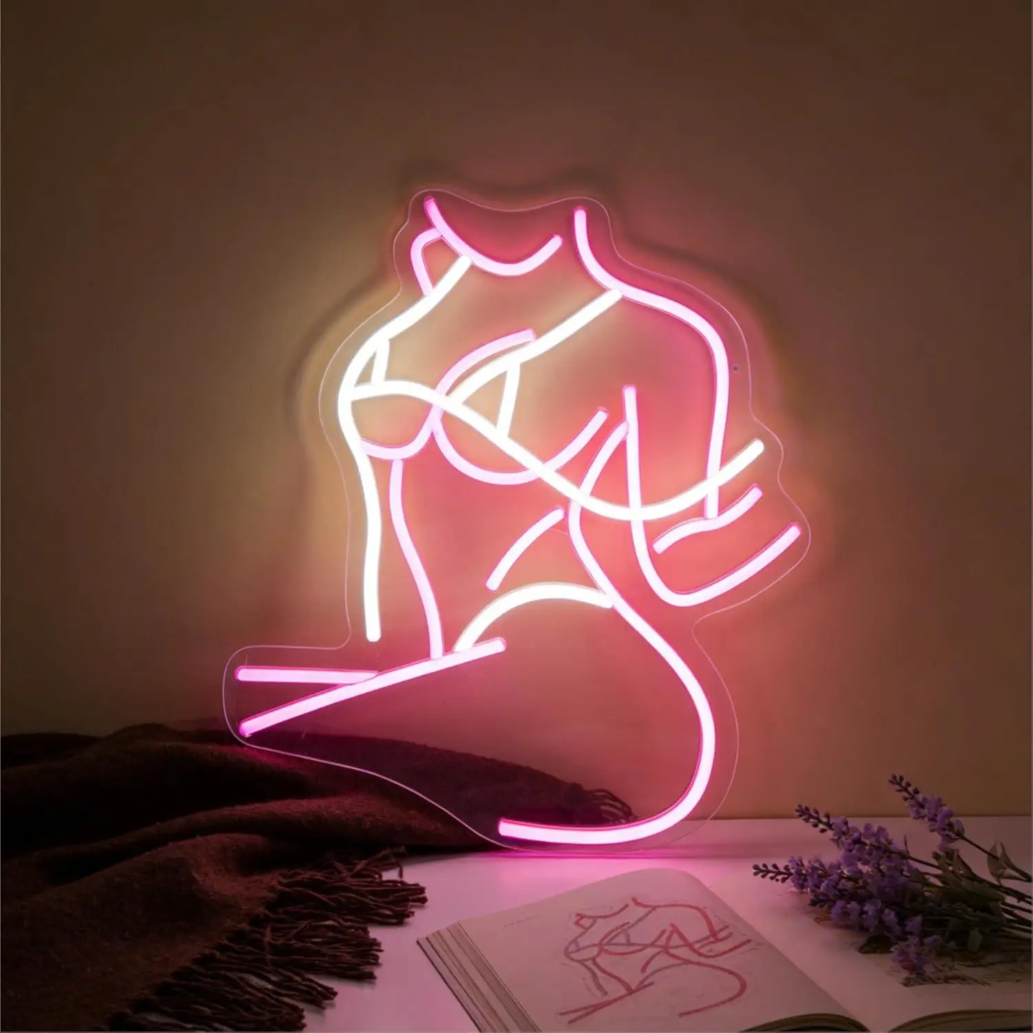 

Lady Body Silhouette Neon Sign USB Dimmable LED Light for Bedroom Bar Pub Club Party Wall Art Decor Pose Night Light Gifts