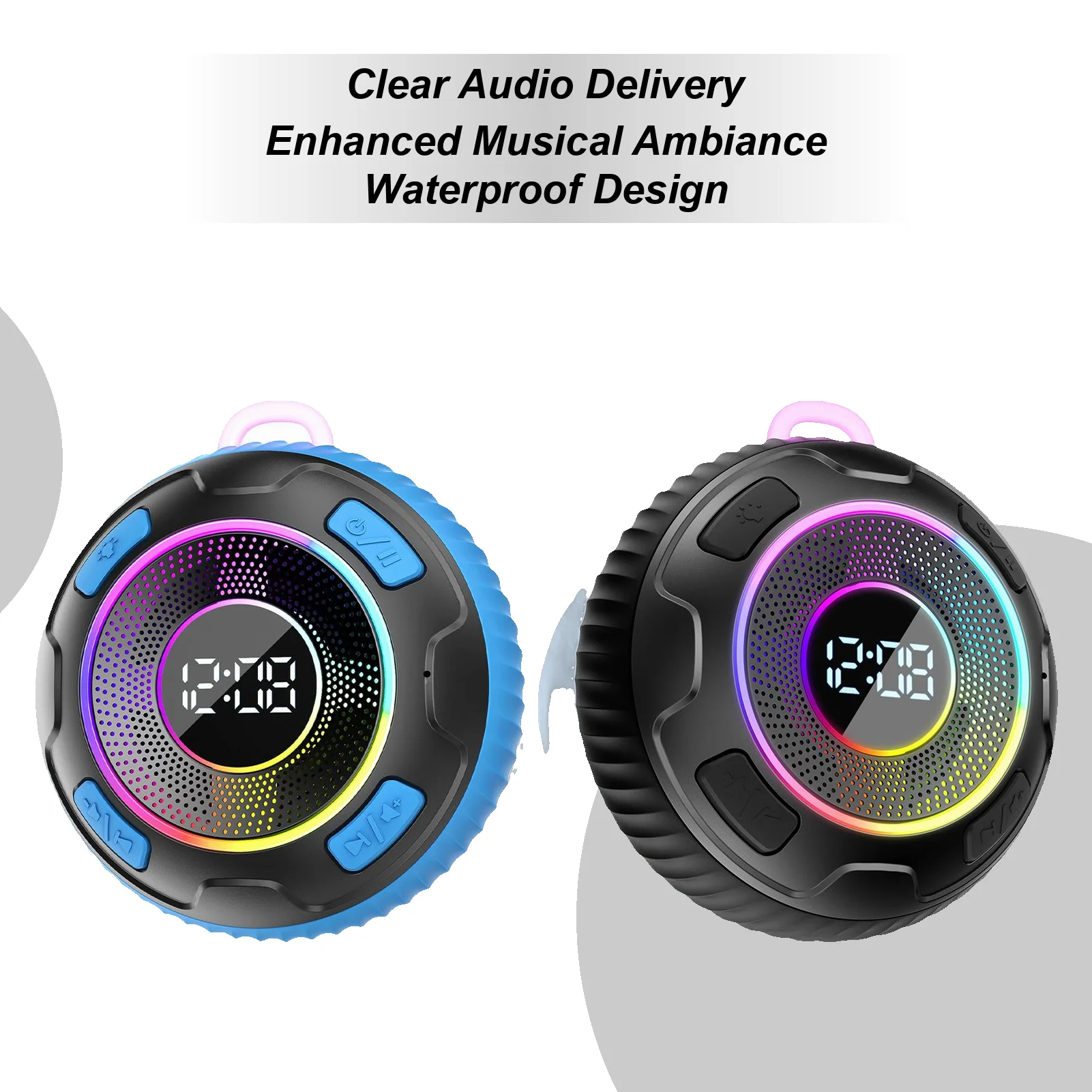 Беспроводной динамик, устройство для воспроизведения музыки с RGB-подсветкой, водонепроницаемый динамик для душа для любителей музыки, искателей приключений на открытом воздухе, колледжа
