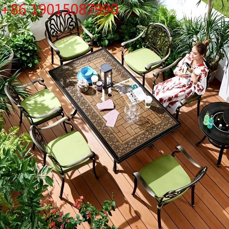 Garden tables and chairs outdoor balcony tables and chairs waterproof and sunscreen outdoor garden open-air cast aluminum home