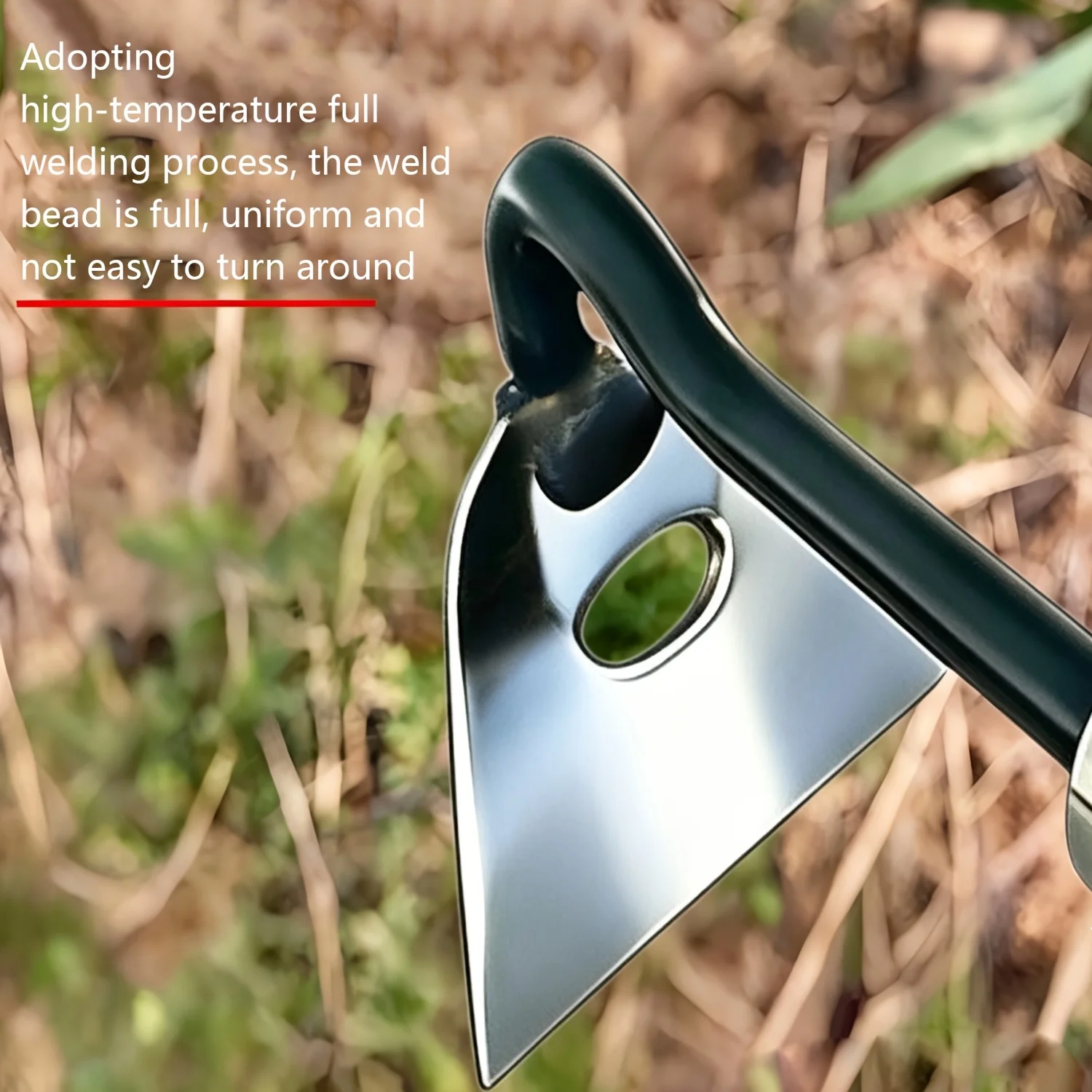 Manganstahl-Baumrinden-Schaber, kleine Hacke, Unkrautjäter, scharfes, multifunktionales Haushaltswerkzeug, Express-Kleinhacke – Detail 5