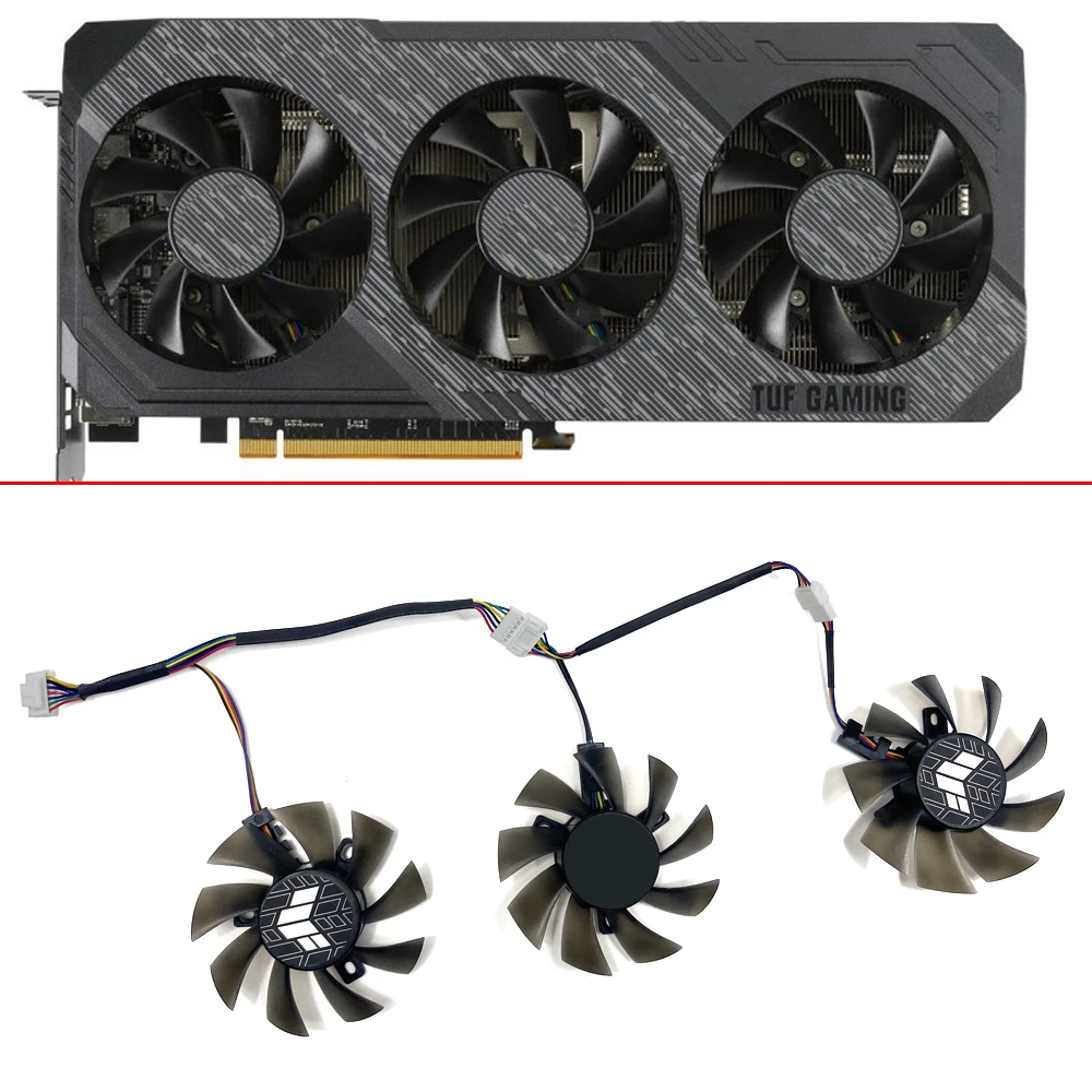 

3PCS 75MM Ball Cooling Fan GTX 1660 RX5700 RX5700XT GPU FAN For ASUS GTX 1660Ti 1660super RX 5700 XT TUF X3 OC FD8015U12D 7pin