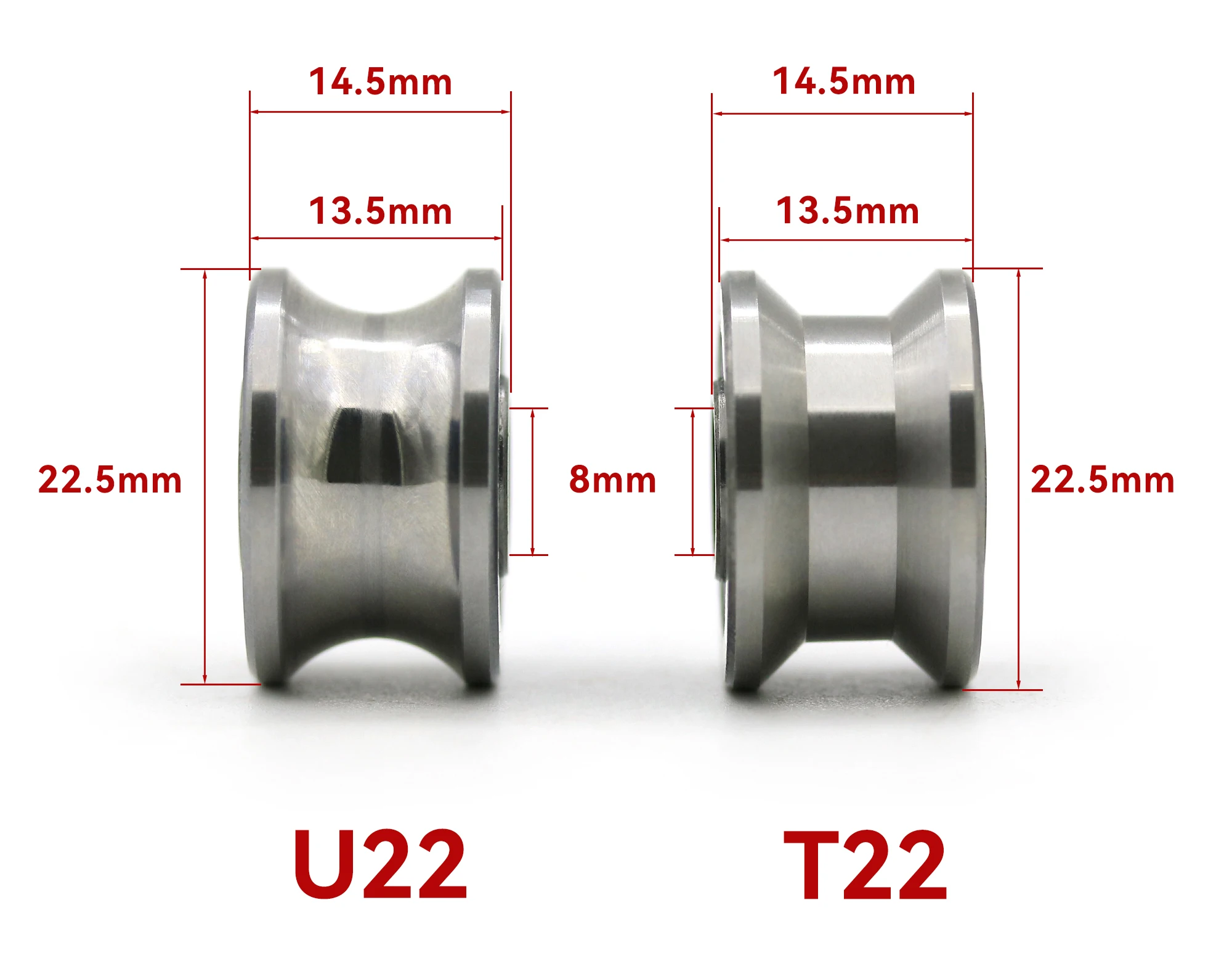 U22 T22 Spuren Walking Führungsschiene Track Rollenlager 8x 22,5x14,5x13,5mm – Detail 2