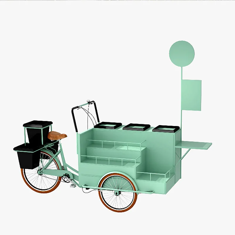 floral art and beautiful display props, carts, outdoor camping sales, and stalls are set up three wheels