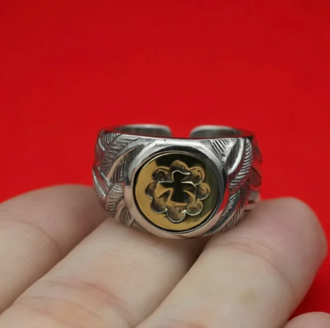 

Rascal Handsome Sterling Silver Feather Ring Gentlemen's Accessories Single Men's Open Flying Bird Ring