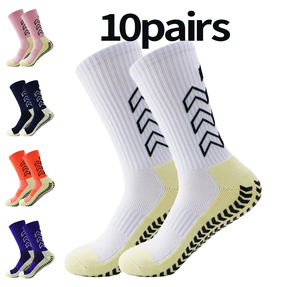 10 pairs of combination anti slip football socks, running socks, breathable sports socks, and hiking socks for men and women