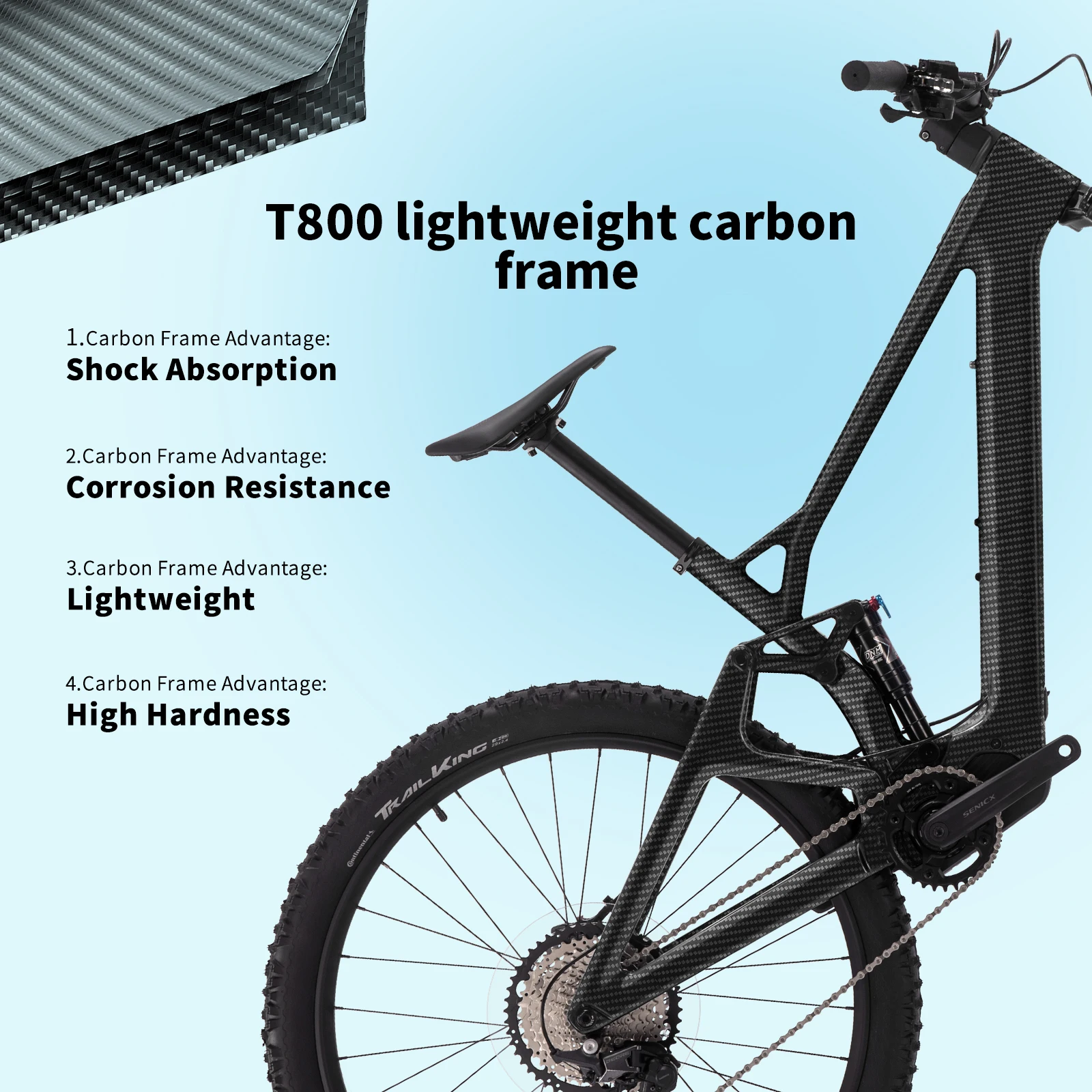 

SAVA E-BIKE Full Carbon Fiber Mountain Bike Adjustable Air Suspension Fork 12-Speed Off-Road Electric Assist Mountain Bike