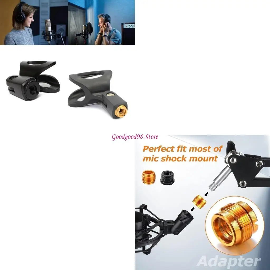 

10Pcs 5/8 to 3/8 Threaded Nut Screw Adapters for Microphone Clip Microphone Stands Microphone Adjustable Clip Holder W8EC