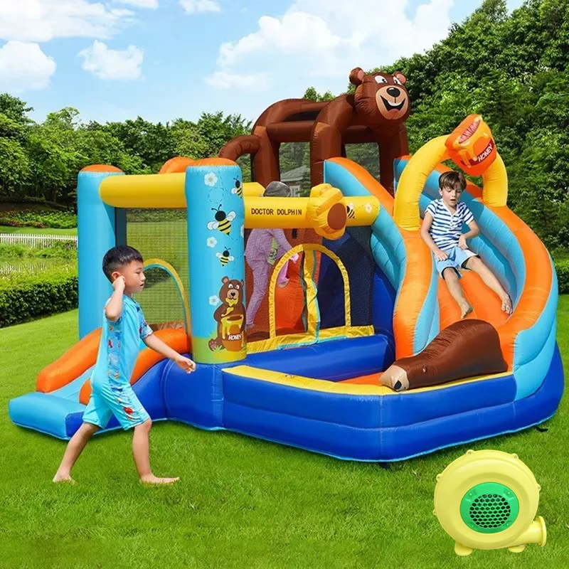 Doctor's Dolphin New Style Brown Bear Kids Bounce House With Slide Inflables Slide Combo Bouncy Jump Castle Inflatable Bouncer