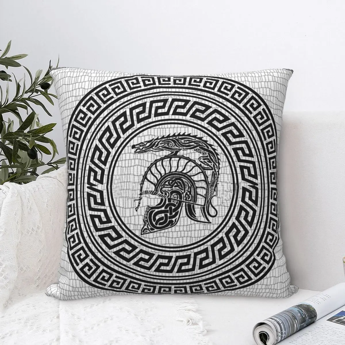 Dragon Helmet Greek Pattern Cojines Throw Pillow Case Assorted Cushion Home Sofa Chair Print Decorative Coussin