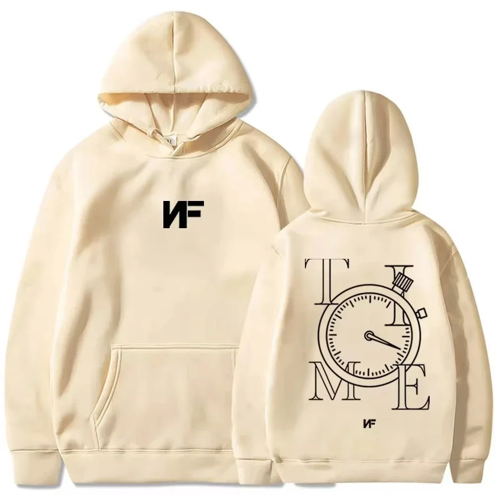 Men Streetwear Hoodie Front Small Logo Back TIME Clock Graphic Print Pullover Hooded Sweatshirt Hip Hop Long Sleeve Hoodies