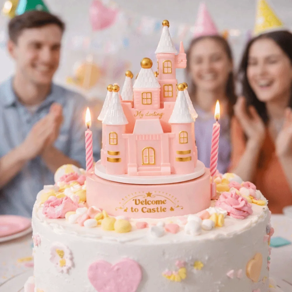 Cartoon Castle Rotating Music Box Exquisite Handwork Craft Birthday Music Box Romantic Style Mechanical Music Box Birthday Gifts
