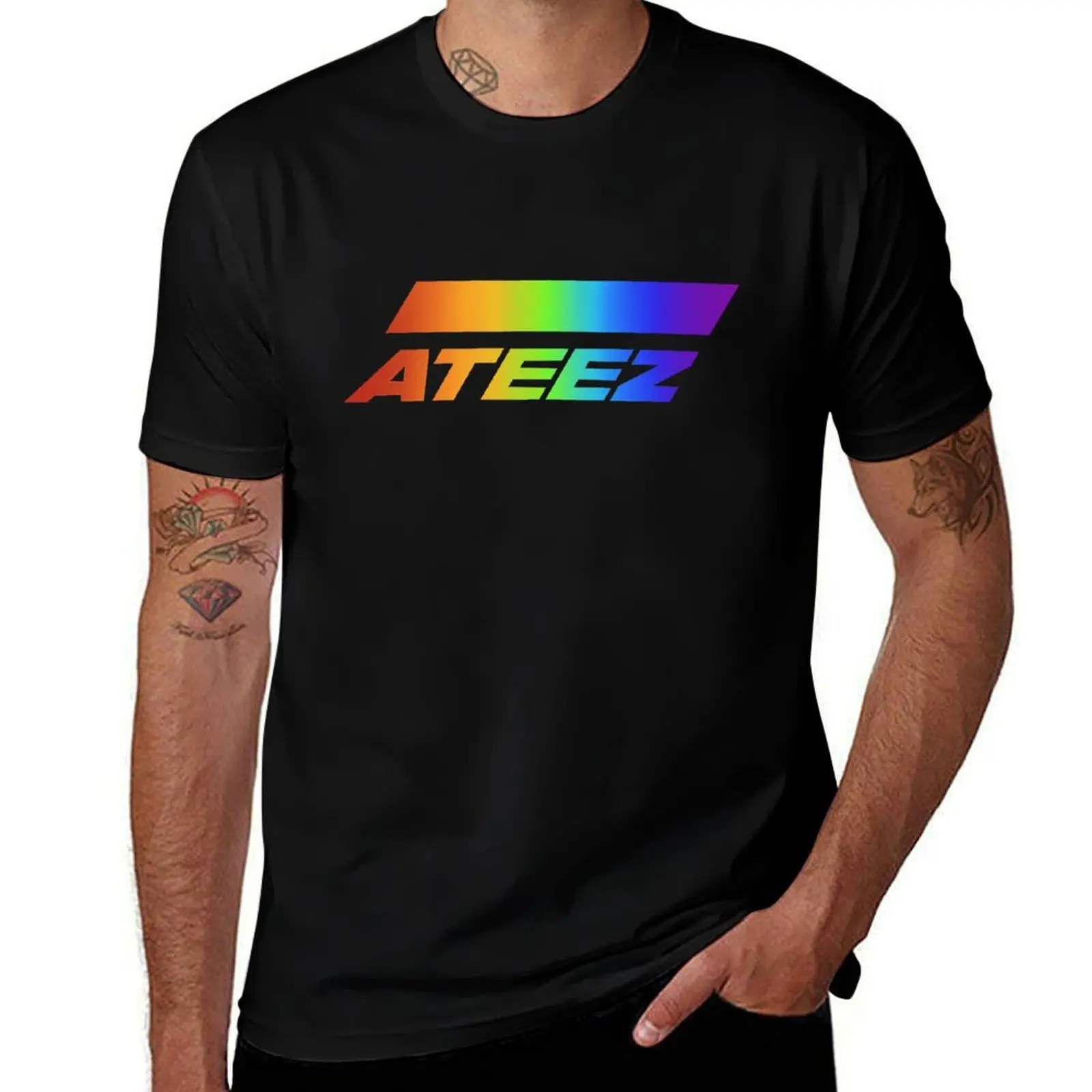 

Ateez Rainbow Logo T-Shirt Casual Street Style Short Sleeve Tee