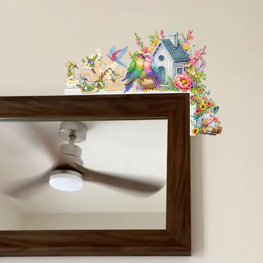 

Spring Garden Gnome Diamond Painting Door Corner Sign Rhinestone Door Frame Decor 5D DIY Wooden Door Topper for Party Favors