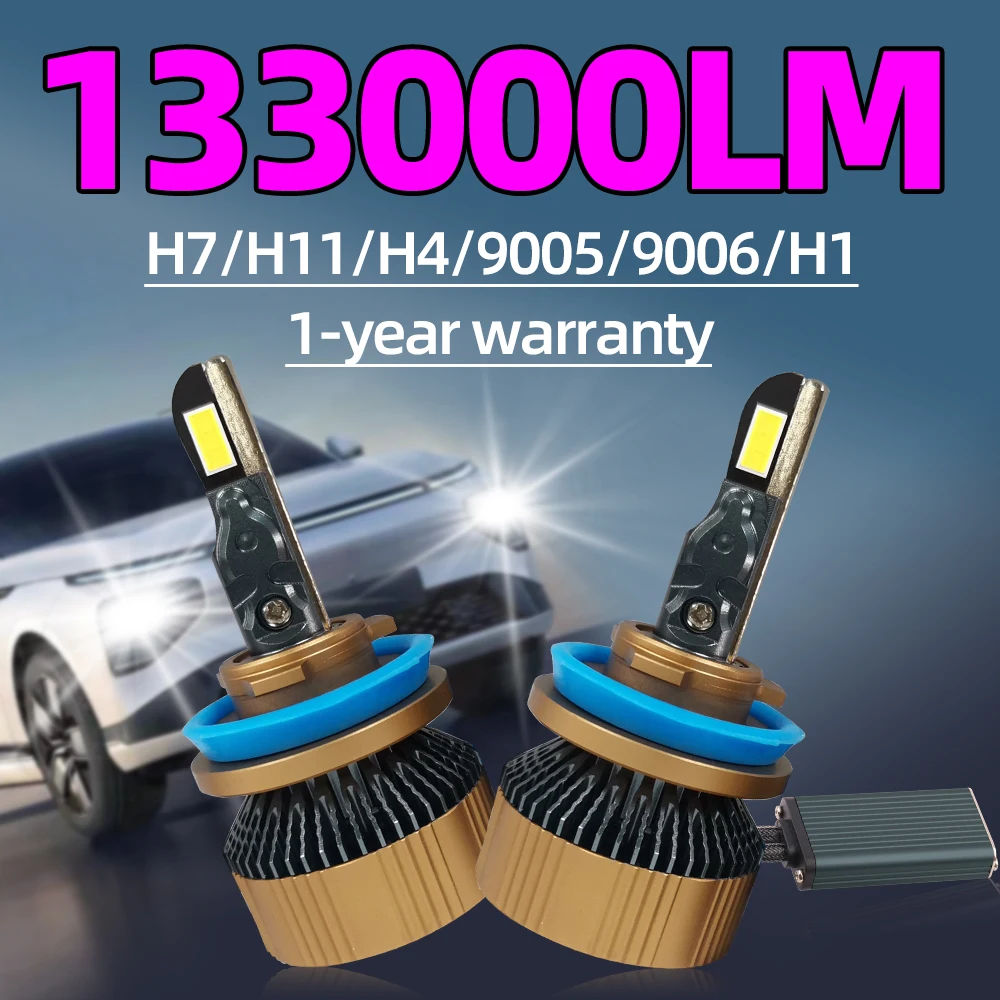 

H11 LED Headlight H4 H7 9005 9006 H1 for Car HB3 HB4 180W 133000LM Auto Headlamps 6000K White 12V CSP Chip Vehicle Lights