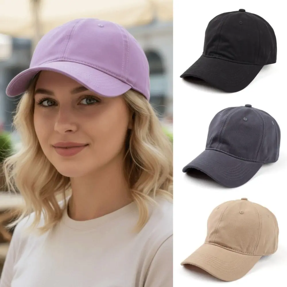 

Sun Hat Simple Unisex Solid Color Cap Korean Casual Plain Baseball Cap Cotton Retro Sports Sunshade Hat for Men Women